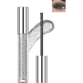 Glitter Mascara for Eyelashes, Sparkling Silver Mascara Waterproof Long Lasting Diamond Mascaras, Smudge-Proof No Clumping Colorful Eyes Makeup for Women Wedding Stage Music Festival (01#White)