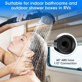 RV Shower Faucet with Head and Hose: All-Season Leakproof Valve Design for Camper & Motorhome - Easy DIY Bathroom Upgrade for Travel Families (Black)