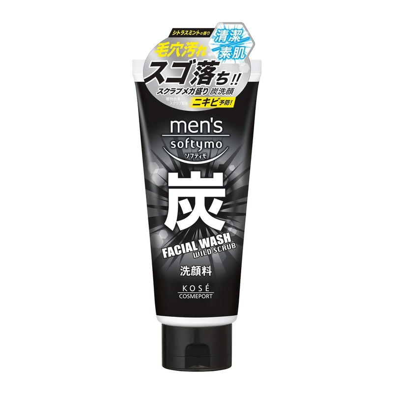 KOSE Men's Softymo Facial Wash (Charcoal) 4.6 oz (130 g)