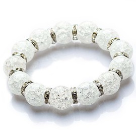 Kyozudou Crack Crystal Natural Stone Bracelet Power Stone Rondel (0.6 inch (14 mm)