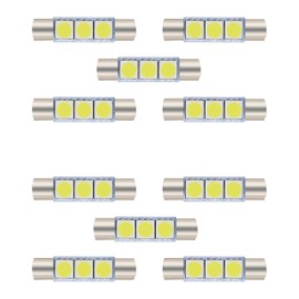 Arwrilt 10 PCS T6 5050 Automotive LED Sun Visor Light, 28MM 12V 300LM 6000-6500K Super Bright Waterproof Automotive Reading Lamp Makeup Lamp, GM Car Roof Lamp Accessories (White)