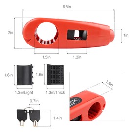Motorcycle Lock, Universal Motorcycle Handlebar Lock with 2Pcs Keys and Gaskets, Front Brake and Clutch Locks Anti-Theft and Prying, Grip Lock for Bicycles, ATVs, Off-Road Motorcycles etc (Red)