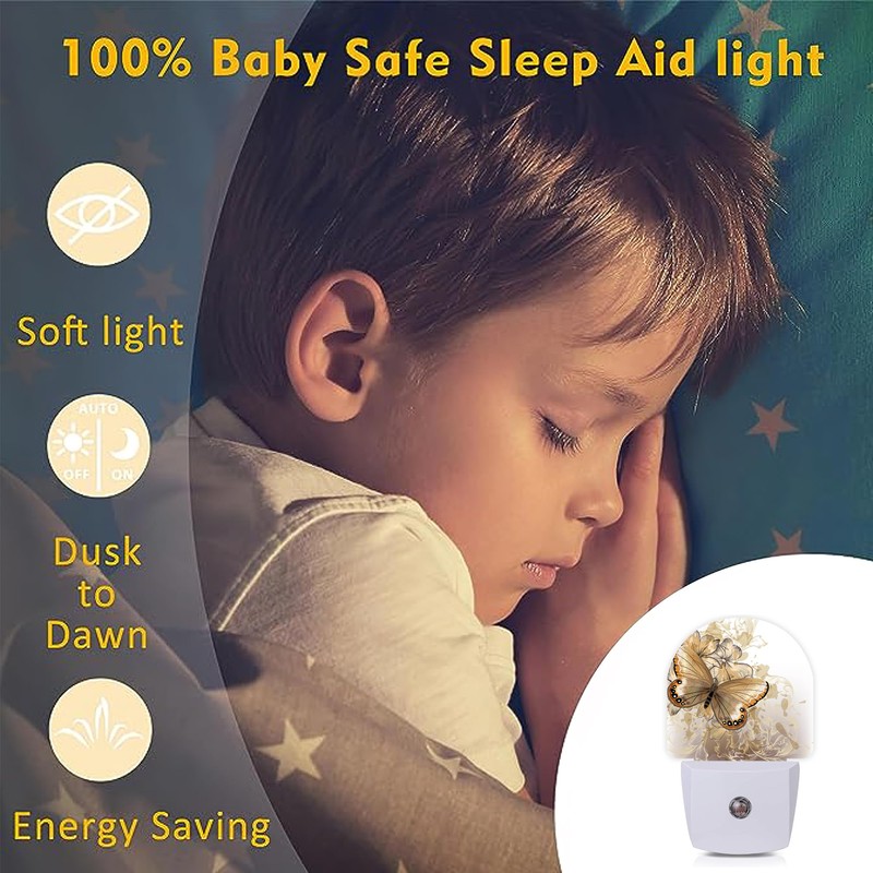 Axxitude Butterfly Floral Night Lights Plug into Wall for Girls