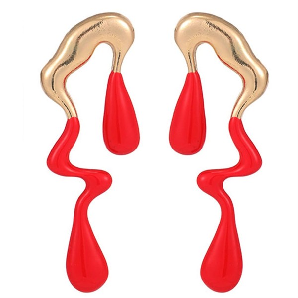 Irregular WaterDrop Earrings Melted Liquid Asymmetrical Drop Earrings for Women