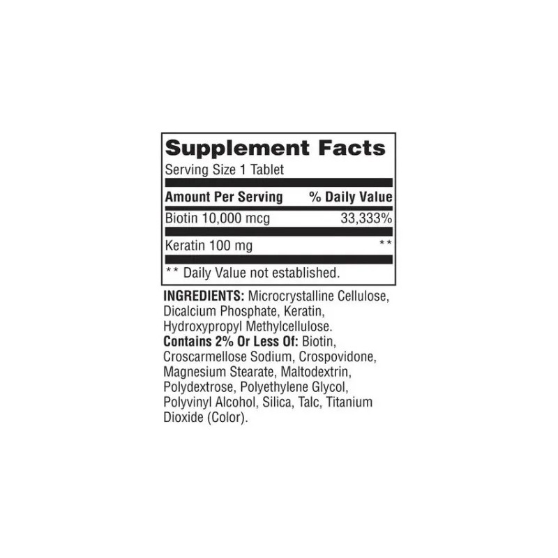 Biotin Keratin 000mcg Uñas Piel Cabello 60pz Importado