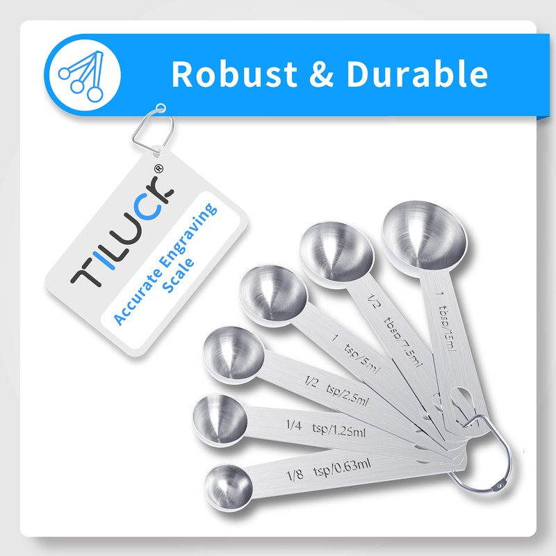 TILUCK Stainless Steel Measuring Cups & Spoons Set, Cups and