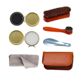 Nuoyunova Complete Shoe Care Kit with Black and White Shoe Polish - Perfect for Home and Travel Use - Includes Brushes, Polishes, Cloths, Horn, and Leather Box - Ideal Gift for Leather Shoe Lovers