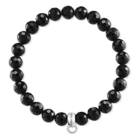 Thomas Sabo Charm Club Women's Bracelet 925 Sterling Silver Obsidian Black, Silver