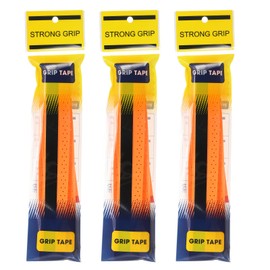 PATIKIL Tennis Racket Grip Tape, 3 Pack PU Racquet Overgrip with Damping Ridges Anti-Slip Absorbent Perforated Handle Grip for Badminton Pickleball Fishing Rod, Orange