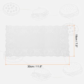 sourcing map 150pcs Lace Paper Doilies 11.8 x 7.5 Inch White Rectangle Disposable Decorative Paper Placemats Hollow Flower Absorbing Papers for Cakes Desserts Food Decoration Wedding Birthday