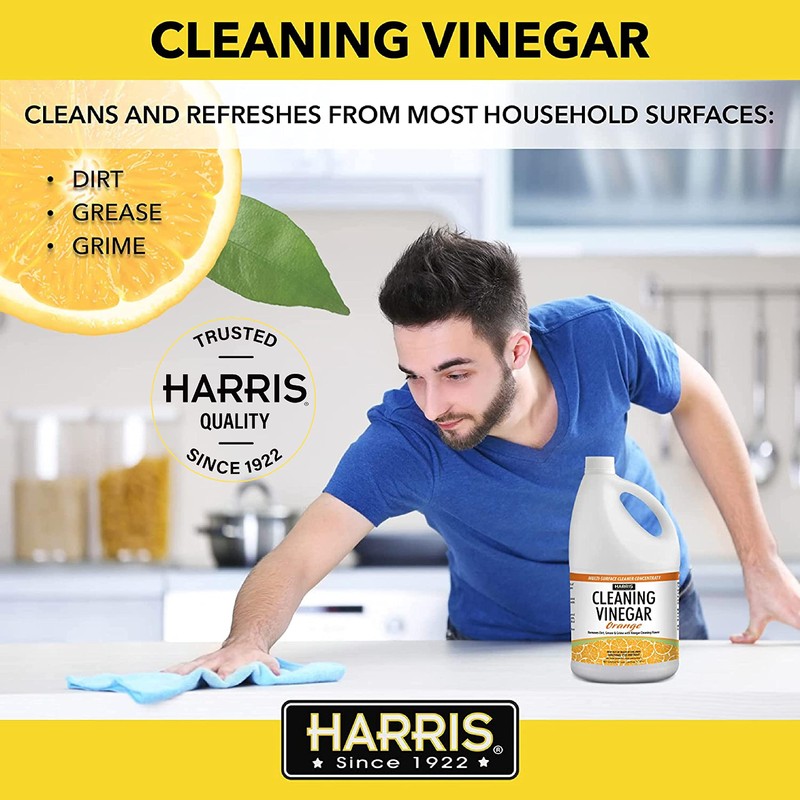 HARRIS Cleaning Vinegar All Purpose Household Surface Cleaner, 128oz (Orange)