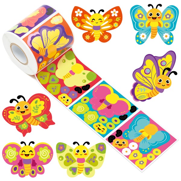 Haooryx 300pcs Make A Butterfly Face Scene Sticker Roll Make