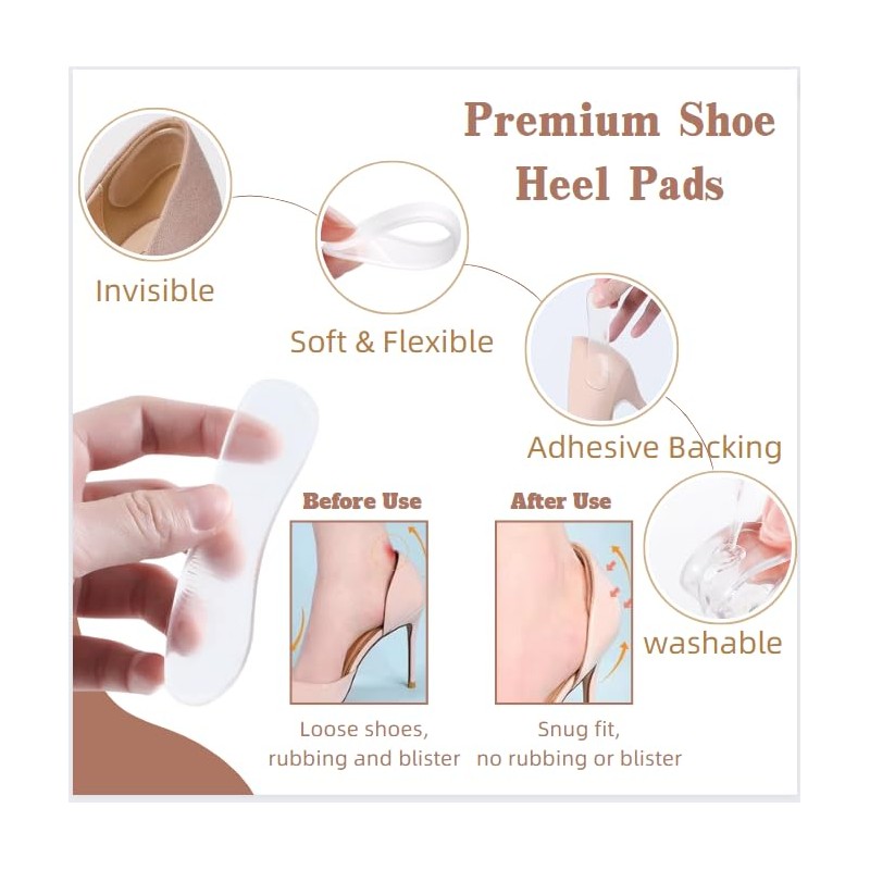 Shoe Heel Pads, Gel Cushion Inserts, Back of Heel Cushion,