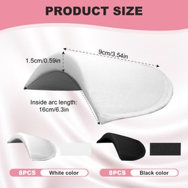 GOWTX 4 Pairs Shoulder Pads with Velcro, Soft Detachable Set-in Shoulder Pad, Covered Sewing Foam Breathable Sponge Pads, Sloping High Low Shoulders Pad for Suit Blazer Coat T-Shirt(White Black)