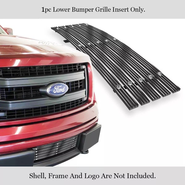 Grilleworld For 2009-2014 Ford F-150 Lower Bumper Chrome Wide Rivet