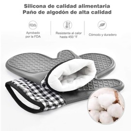 OYANIA Juego de Guantes de Horno y Soportes para Ollas, 6 Piezas Guantes de Silicona Resistentes al Calor con Mini Guantes de Horno y Almohadillas para lo Caliente para Utensilios de Cocina