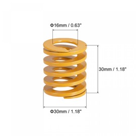 sourcing map 3D Printer Die Spring, 4pcs 30mm OD 30mm Long Spiral Stamping Light Load Compression Mould Die Springs for 3D Printer Electric Part, Yellow