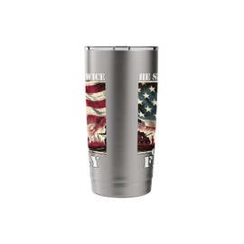 He Serves Twice Country & Family Military Veteran Father Dad Stainless Steel Insulated Tumbler