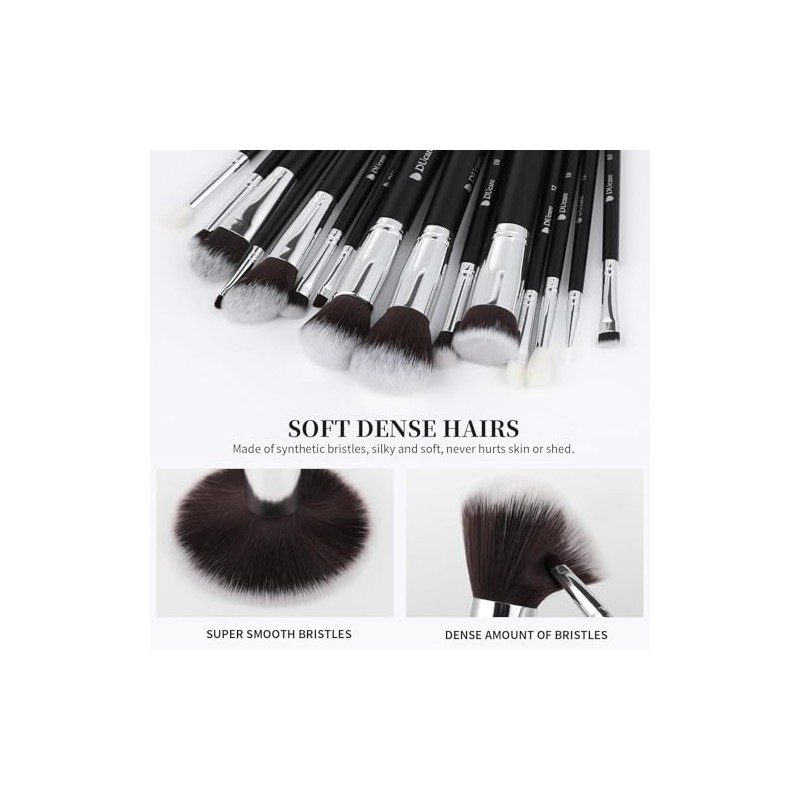 Ducare Brochas Maquillaje Profesionales 15pcs Set Brocha Kabuki Base Mezcla