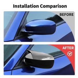 JWWY Side Mirror Cover Rearview Mirror Cover Replacement Decorative Mirror Cover Trim Fit for 2010-2025 Dodge Charger Exterior Accessories Black 2PCS(Horn Shape)
