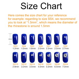 Towenm 2000 Pieces Glass Flatback Rhinestones, SS10 2.8mm Glue Fix Flat Back Crystals for Craft Clothes Nail Face Art, Non Hotfix Round Flatback Crystals Loose Gemstones, Sapphire/Blue