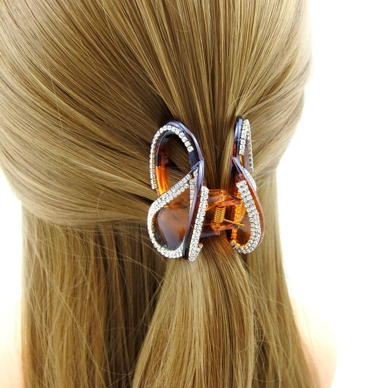 Meilliwish Diamond Butterfly Hair Clip Claw (D14)(Brown)