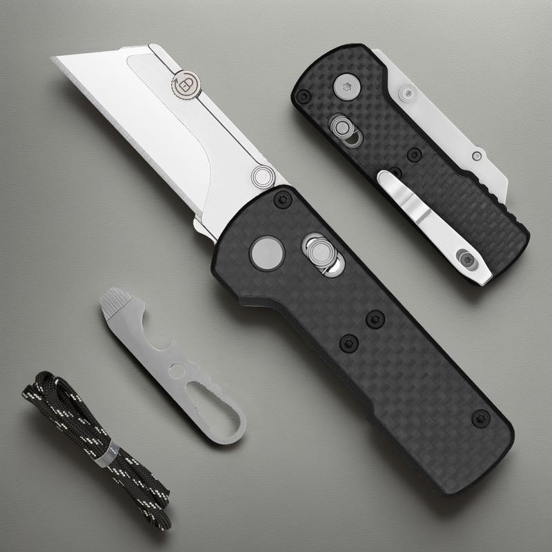 Folding Pocket Utility Knife, Quick Change Box Cutter with Rail