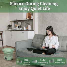 Mini Folding Washing Machine with Drain Small Portable 8L Apartment Washer Green