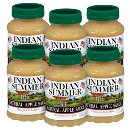Indian Summer Premium Applesauce, Made from US Apples and American Growers (6 Pack, Natural)