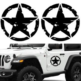 Longivia® Pack of 2 Star Military Stickers (Sizes 25 cm, 20 cm, 15 cm, 10 cm) 4x4 Off Road Sticker USA Army Oldschool - for Motorcycle, Car, Bonnet, Renegade (20 cm Black) Car Sticker