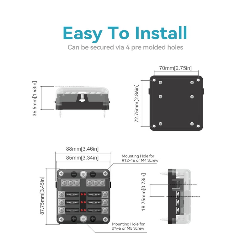 SOYOND 12 Volt Fuse Block, Boat Marine Fuse Block Panel