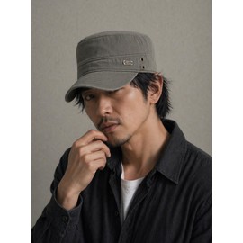 Lovechic Men's Work Cap, Hat, Short Brim, Plain, 100% Cotton, Fashionable, Spring, Summer, Autumn, Winter, 22.0 - 23.6 inches (56 - 60 cm), Size Adjustable, bronze-2, 56 to 60 cm
