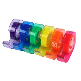 Eagle Rainbow Tape Dispenser with 6 Colored Adhesive Tapes - 1/2” Semi-Transparent Tape for Office, Crafts, School (6-Pack, Built-in Cutter, Multi-Color)