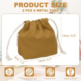 uxcell 2 Pcs Drawstring Makeup Bag, 4.7" Canvas Cosmetic Bag Women's Make Up Bags Toiletry Organizer Pouch for Travel Toiletries Accessories, Brown