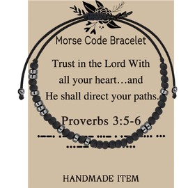 BEKECH Proverbs 3:5-6 Morse Code Bracelet Faith Jewelry Christian Gifts Religious Bracelet Trust In The Lord Bible Verses Gift (Trust in the Lord)
