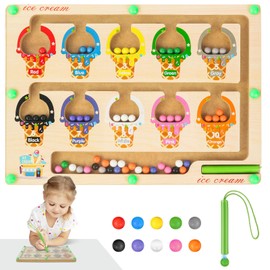 Ainiv Magnetic Game Labyrinth, Colours Learning Sorting Game, Montessori Toy from 3 Years Wooden Toy Motor Skills Toy Educational Toy from 3 4 5 6 7 Years Children Boys Girls