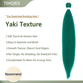 Green Braiding Hair Pre Stretched 30 Inch 8 Packs Long Braiding Hair Extension Pre Stretched Braiding Hair Professional Synthetic Hair For Braiding Crochet Twist Braids Soft Yaki Texture(30",Green-8P)