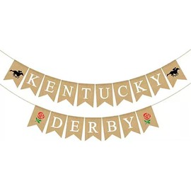 SWYOUN Burlap Kentucky Derby Banner Party Garland Decoration Horse Racing Mantel Fireplace Supplies