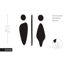 3DP Signs - As Relief Symbols for Bathroom 15 cm - Toilet Set WCE Fluid - Men Women Toilet Stickers (2 Symbols of Your Choice, Black)