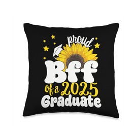 Proud BFF of a 2025 Graduate 25 Senior Graduation Sunflower Throw Pillow