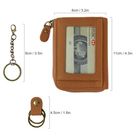 kilofly Genuine Leather Card Slot ID Holder Wallet + Keychain Cable Organizer