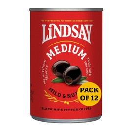 Lindsay Medium Black Ripe Pitted Olives, 6 Oz (Pack of 12), Keto Friendly, Healthy Snack, Perfect for Salads, Pizzas, Pastas, Charcuterie Boards