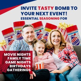 Tasty Bomb Popcorn Seasoning Set - Zesty Popcorn Seasoning Powder Variety Pack of 4 - Hot & Spicy Popcorn Flavoring with Asiago Pepper, Spicy Chipotle, Cheesy Jalapeno & Ranch Popcorn Seasoning Powder