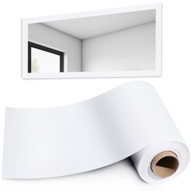 Elitekwell Mirror Frame Border 32FT Bathroom Wood Grain Decorative Tape Trim Sticker (White)