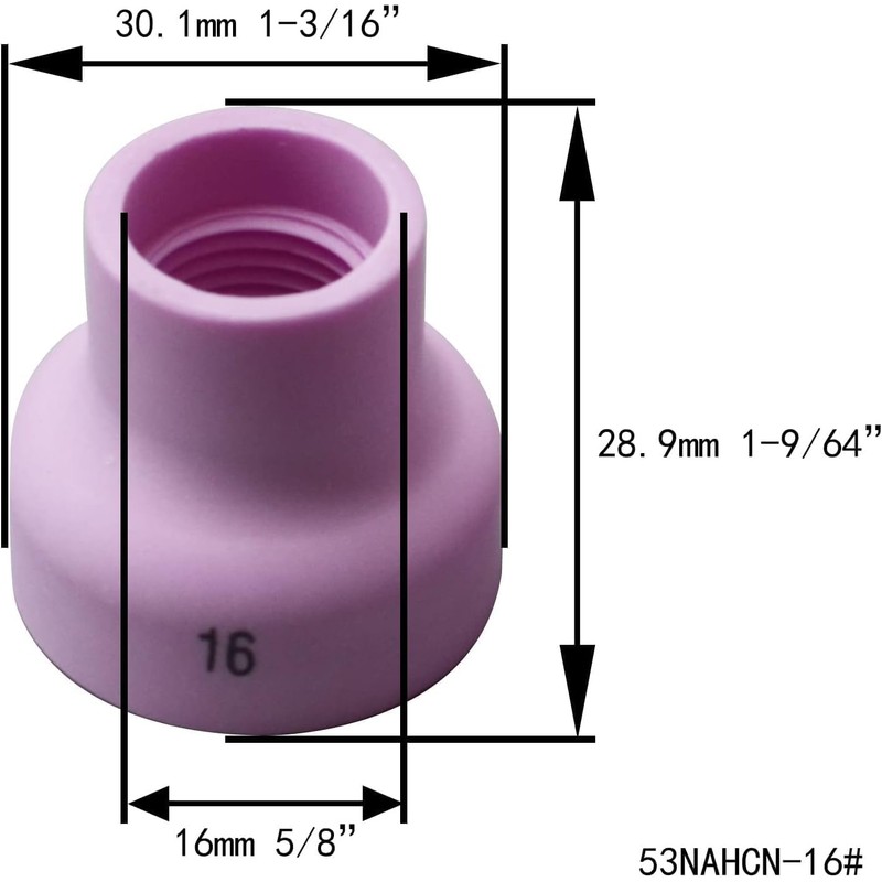 RIVERWELD TIG Alumina Nozzles Ceramic Cups 53NACN -12# 14# 16#