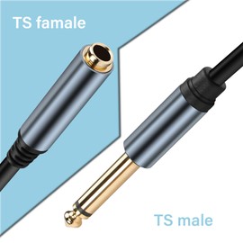 JSADZKJ 6.35mm Mono Audio Cable 1/4 Inch TS Mono Male to Female Adapter Guitar Cable Gold Plated 6.35mm Mono Jack 1/4 TS Instrument Cable for Signal Transmission of Audio Equipment 30CM/0.98FT