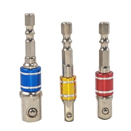 Runseaway 3Pcs 1/4", 3/8", 1/2" Impact Grade Socket Adapter/Extension Set, 1/4-Inch Cr-V Hex Shank for Power Drill, Converts Drill into High-Speed Nut Driver(Multi-Color)