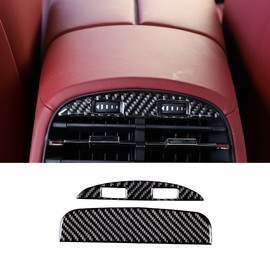 LLKUANG Soft Carbon Fiber Rear Back Seat Air Vents Decor Trim Cover Air-Condition Vent Cover Panel Trim Frame Interior Accessories for Maserati Ghibli 2014-2022