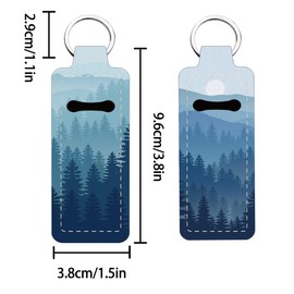 FREEBLOSS 2PC Lip Balm Keychain Chapstick Holder Keychain Multifunctional Lipstick Holder Forest Pattern Lipstick Holder Keychain Portable Lipstick Holder Keychain
