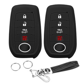 QBUC 2PCS for Toyota Key Fob Cover, Silicone 4 Button Key Case for Toyota 2019+ Land Cruiser 2021-2025 Venza RAV4 Corolla Grand Highlander Tundra Crown 2022-2025Tacoma TRD SR5 Corolla Camry SE XSE